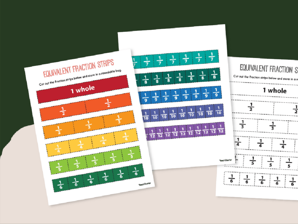 colorful fraction strips