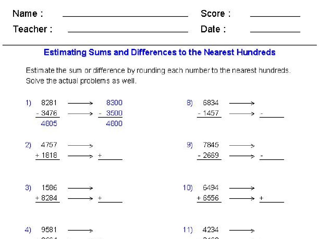 rounding numbers worksheet