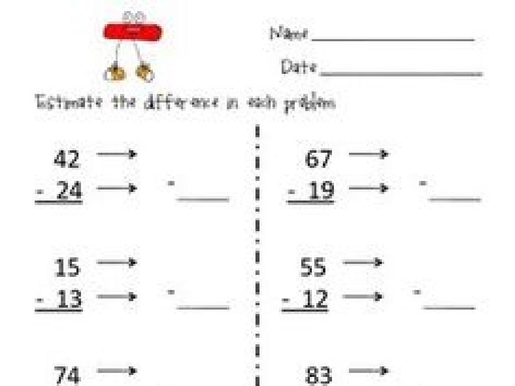 subtraction math worksheet