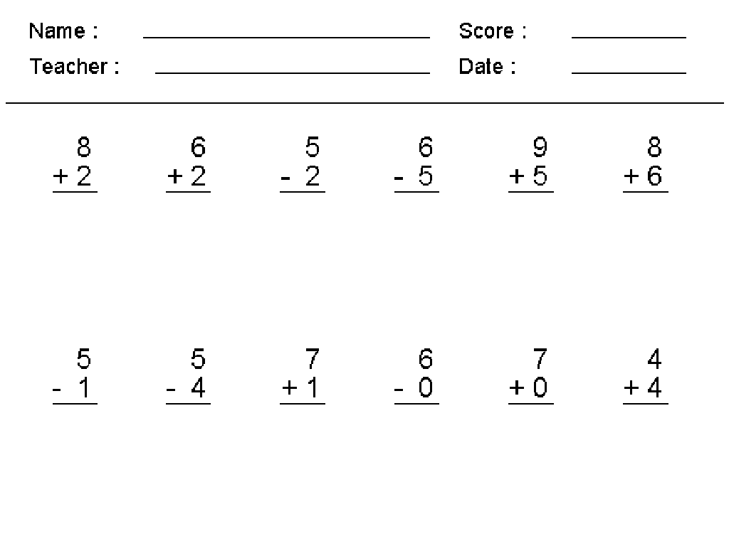 math addition subtraction