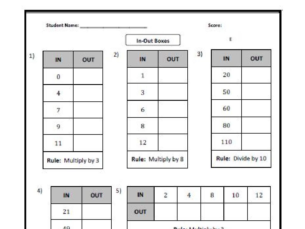 math in-out exercises