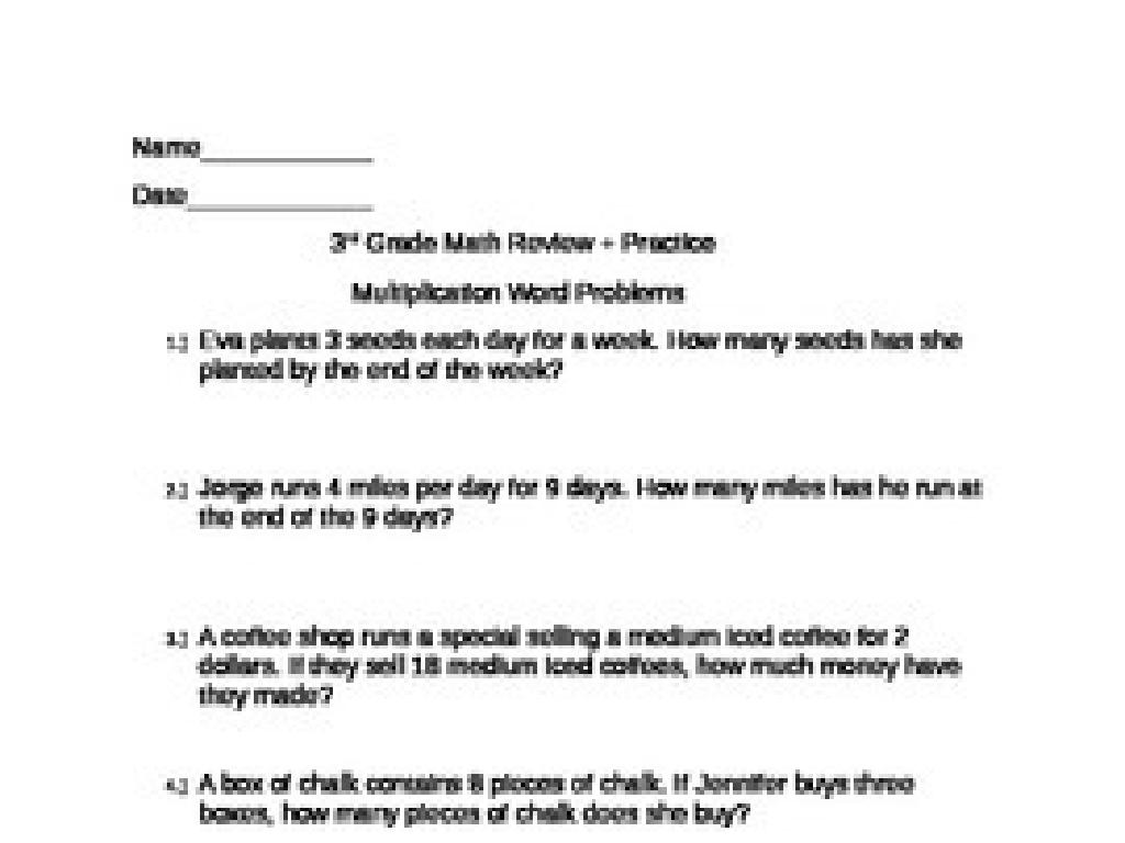 3rd grade multiplication worksheet