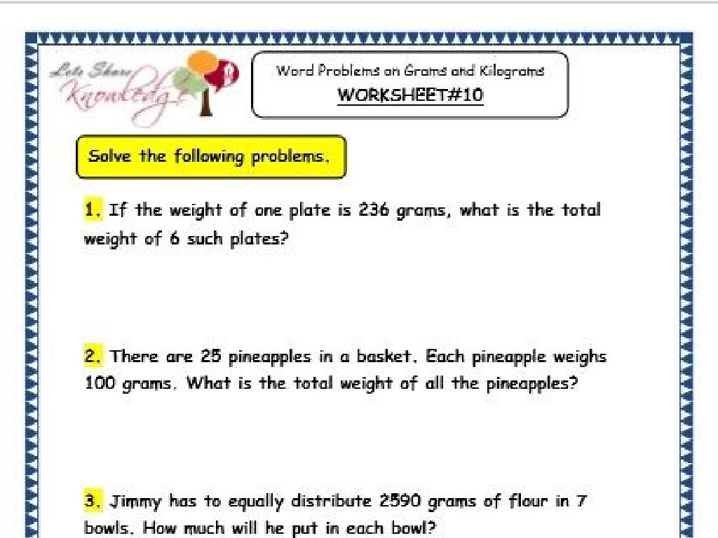 math word problems worksheet