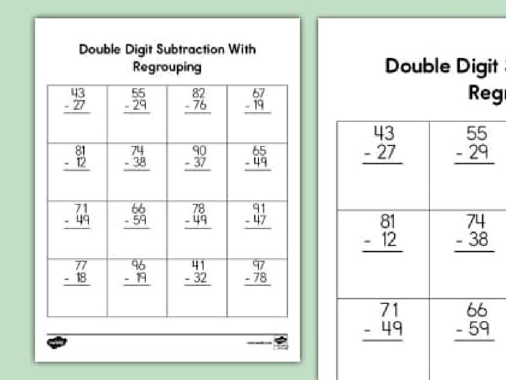 subtraction regrouping worksheet