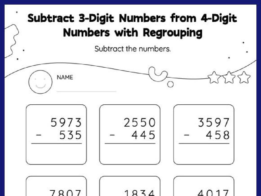 3-digit subtraction worksheet