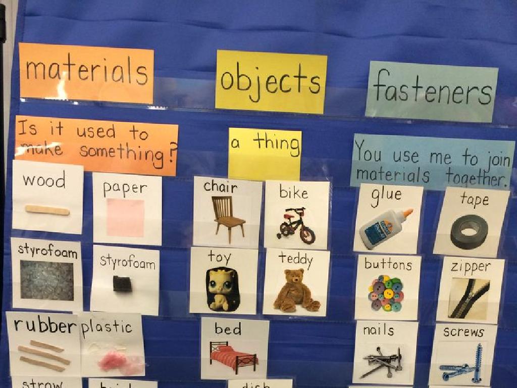 classroom materials chart