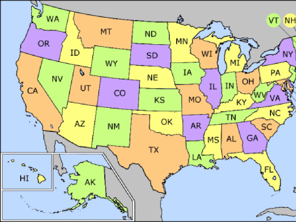 colorful US states map