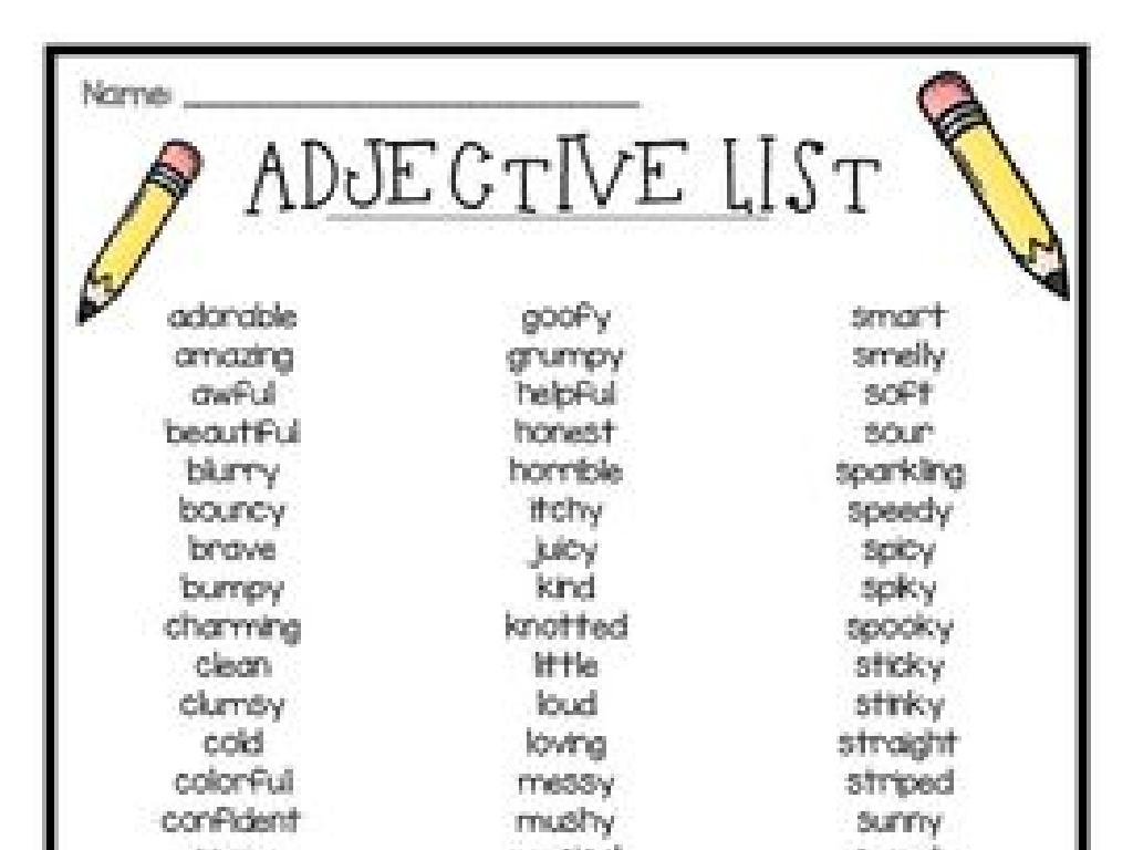 adjective list pencils