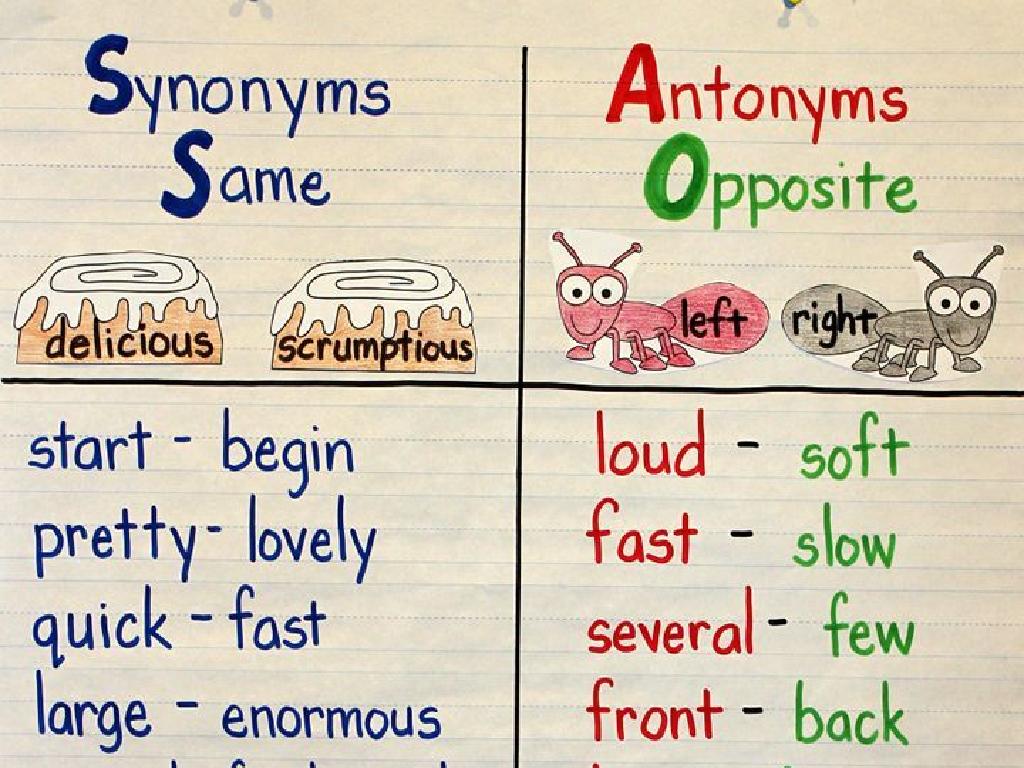 synonyms antonyms chart