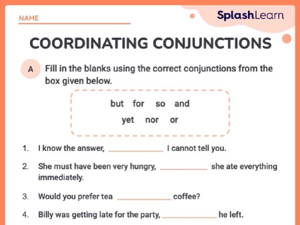 coordinating conjunctions worksheet