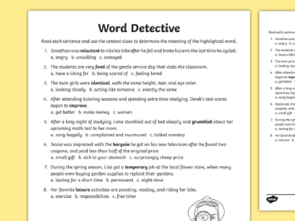 word detective worksheet