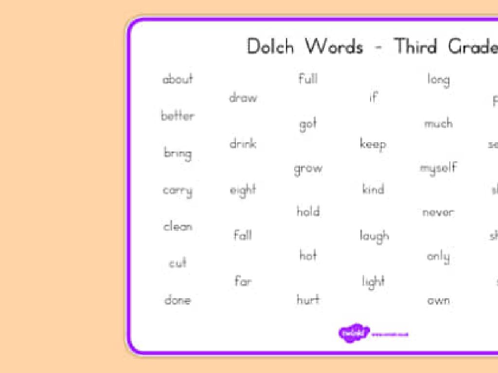 third grade dolch words