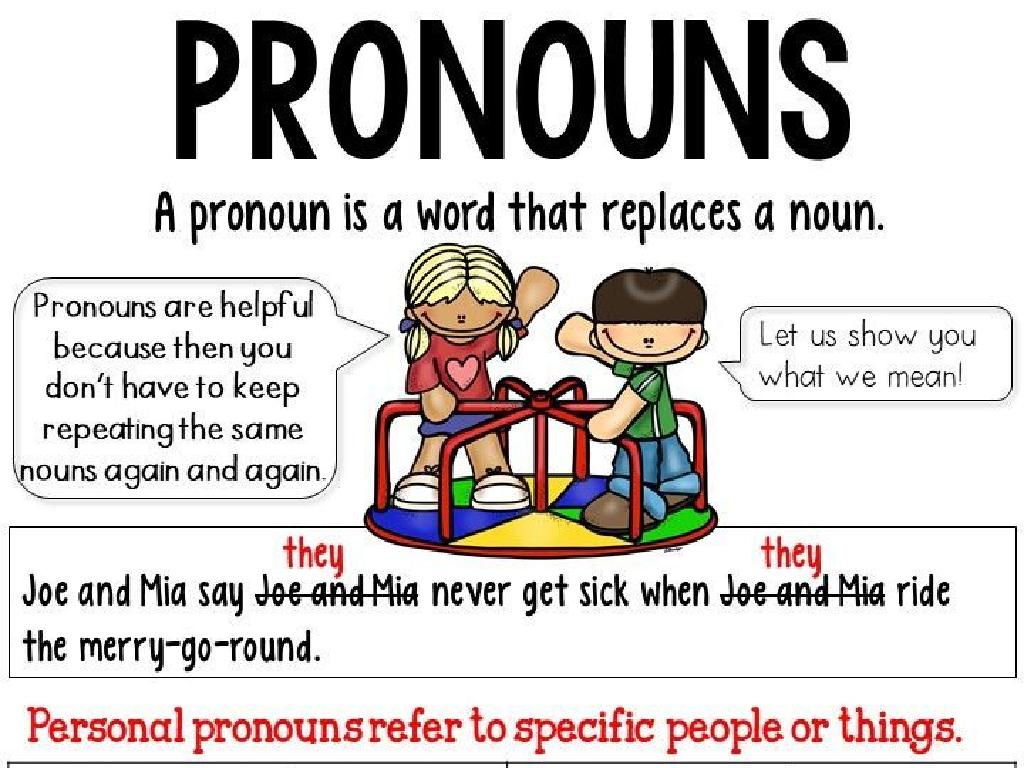 pronoun infographic cartoon kids