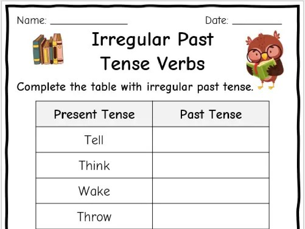 irregular past tense worksheet