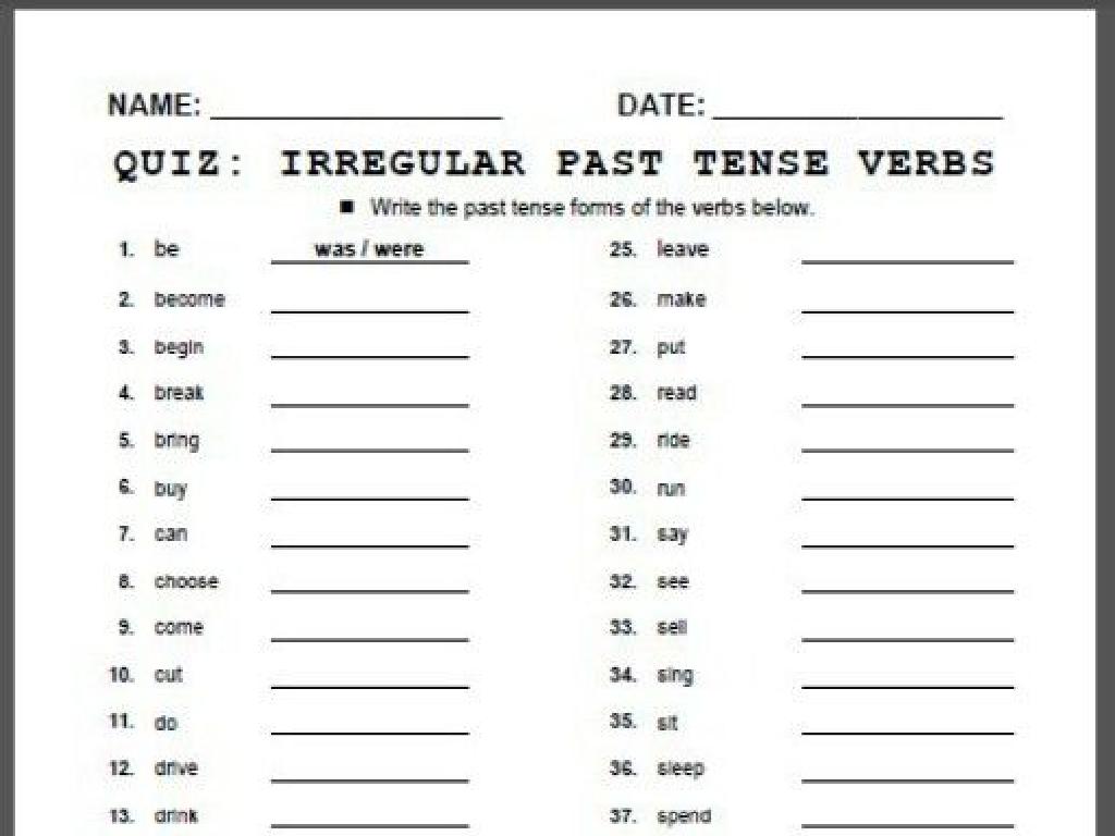 irregular verbs quiz