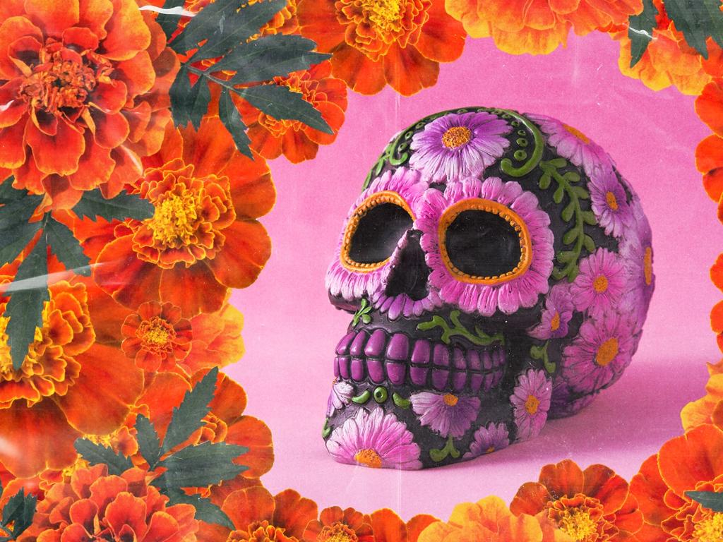 marigold skull decor