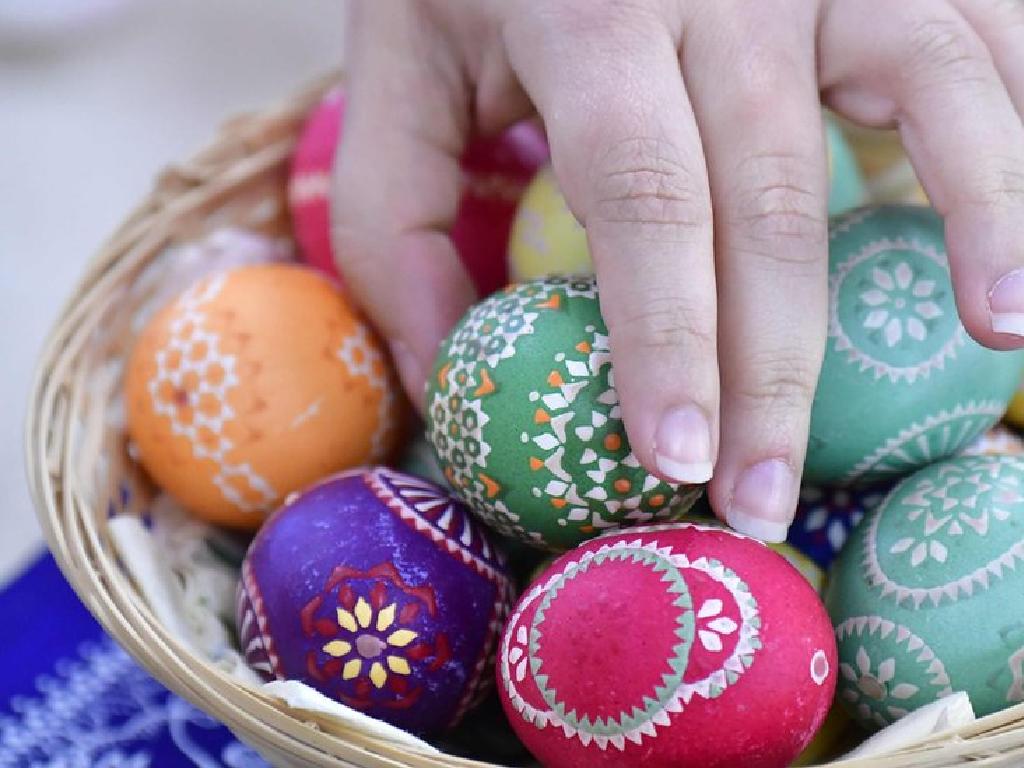 colorful easter eggs basket