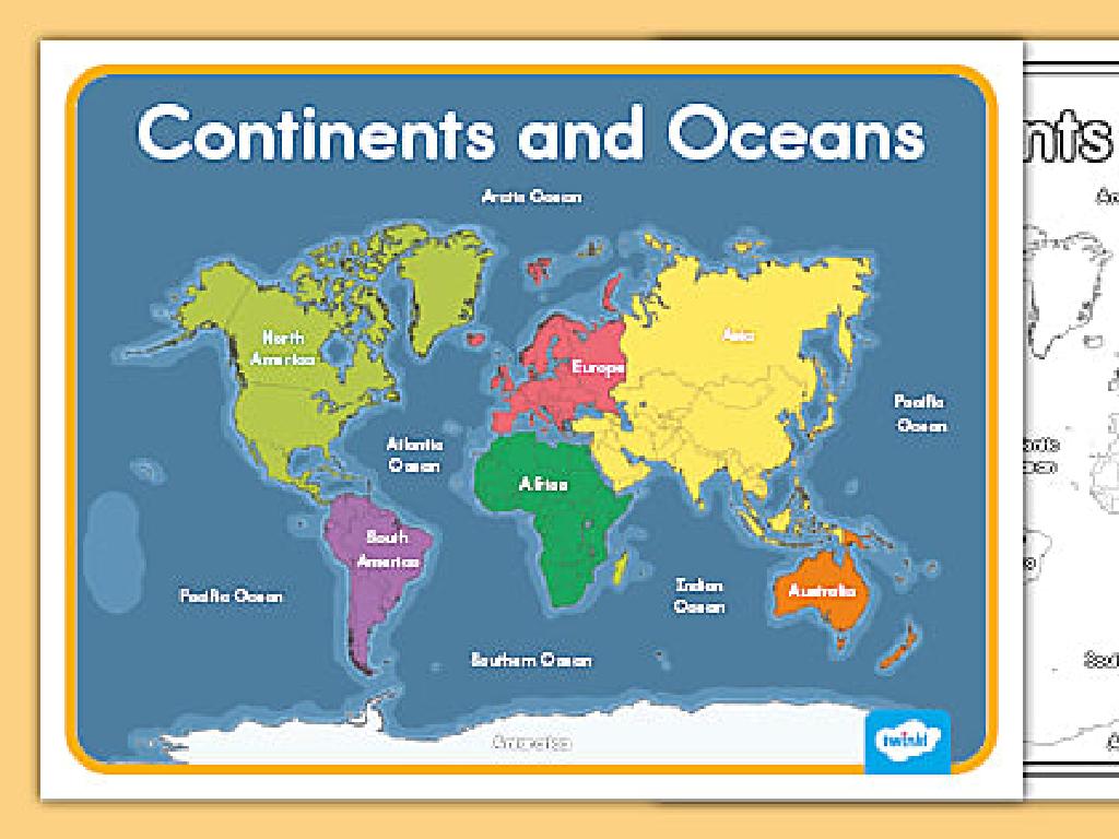 continents oceans map