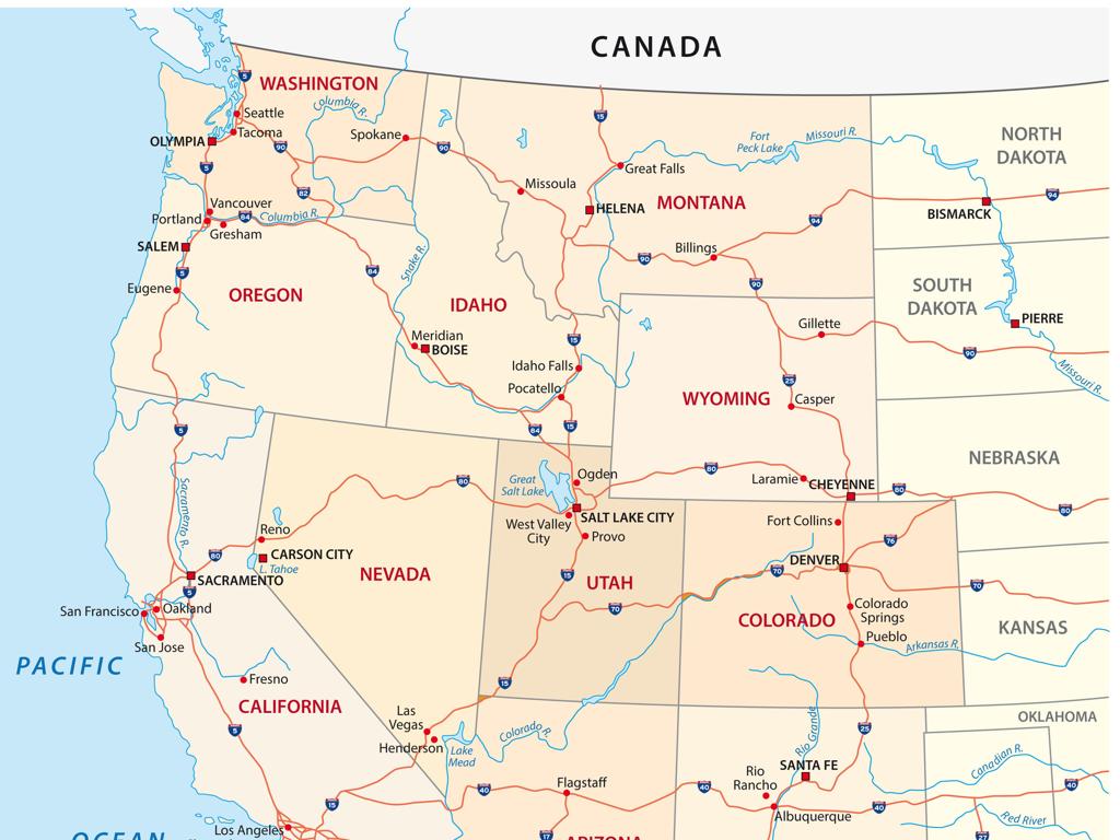 western US cities highways