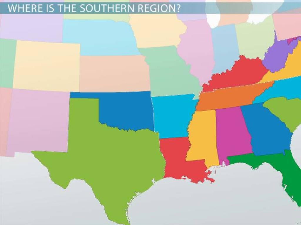 southern us colored map